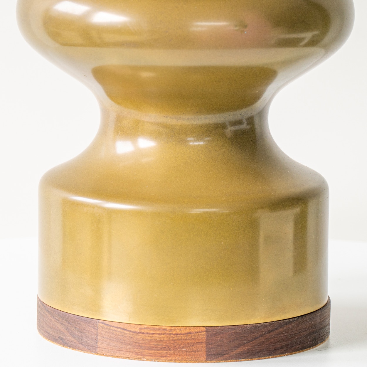 Large Green Brown Ceramic Curved Lamp, Custom Lampshade by R. Houben