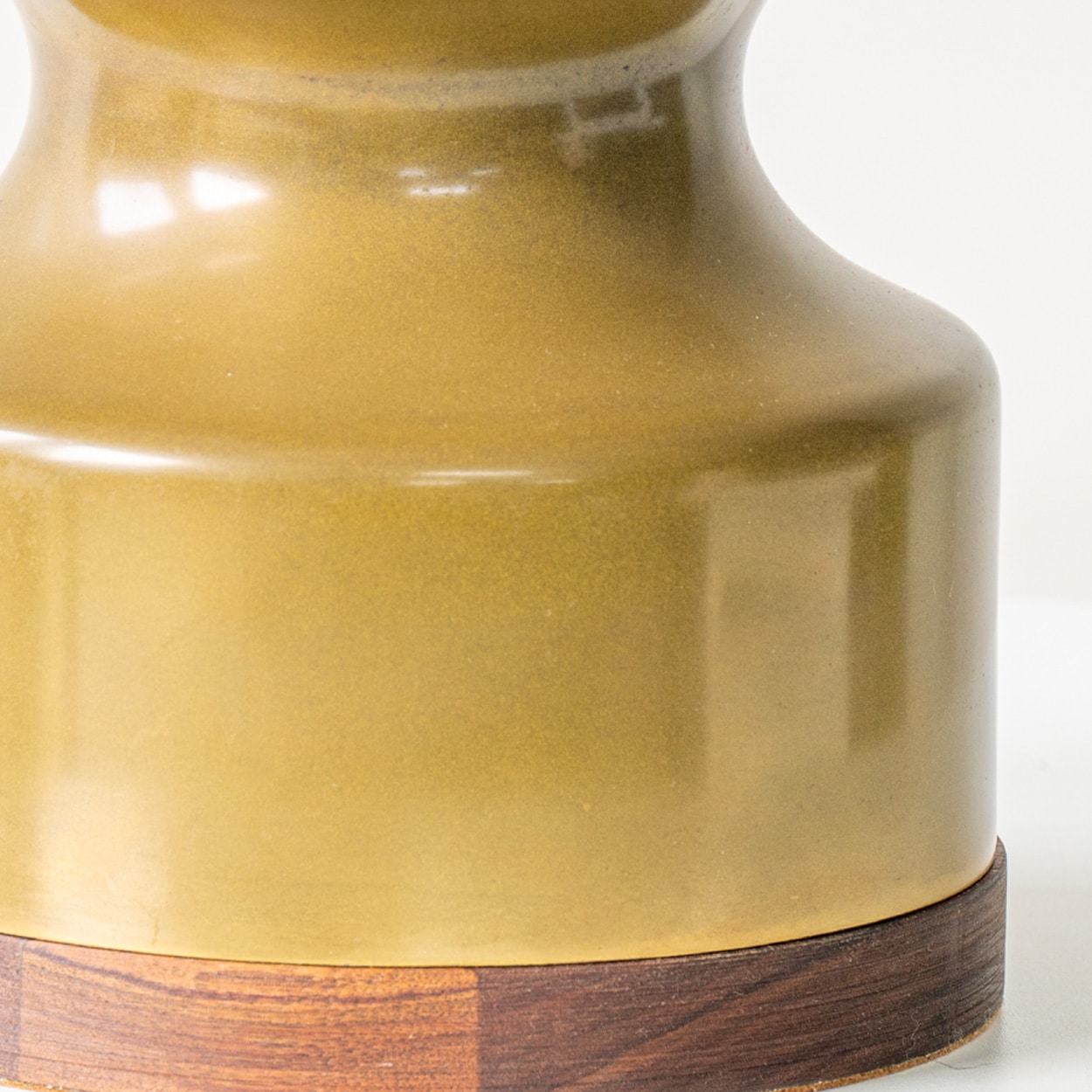 Large Green Brown Ceramic Curved Lamp, Custom Lampshade by R. Houben