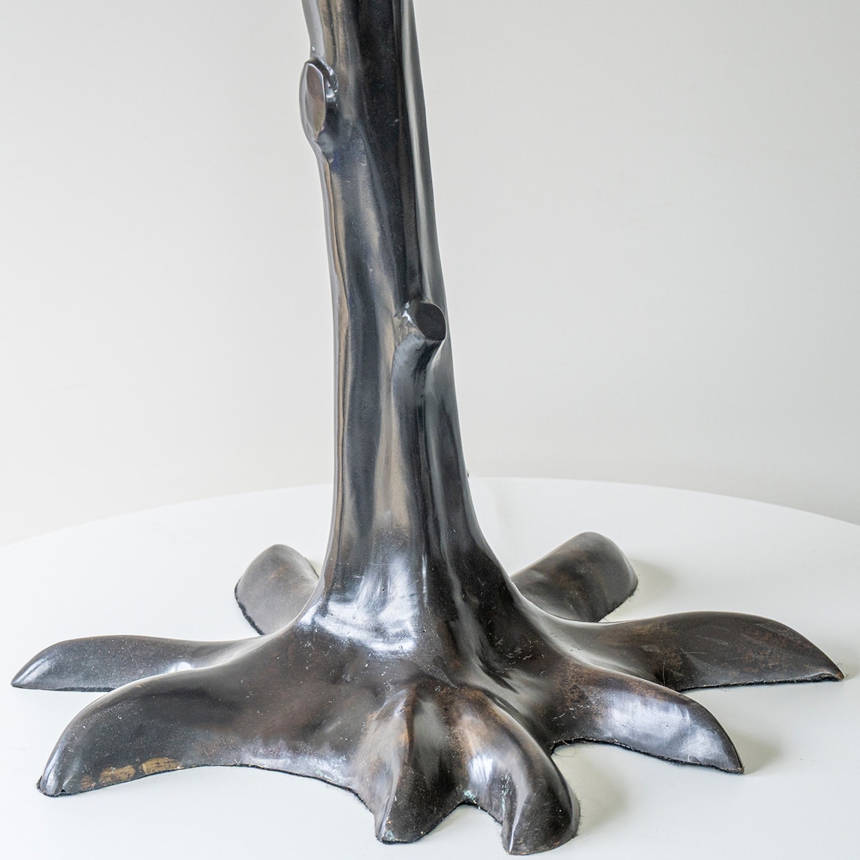 Large Gray Tree Zamac Floor Lamp, Custom Gray Lampshade by R. Houben