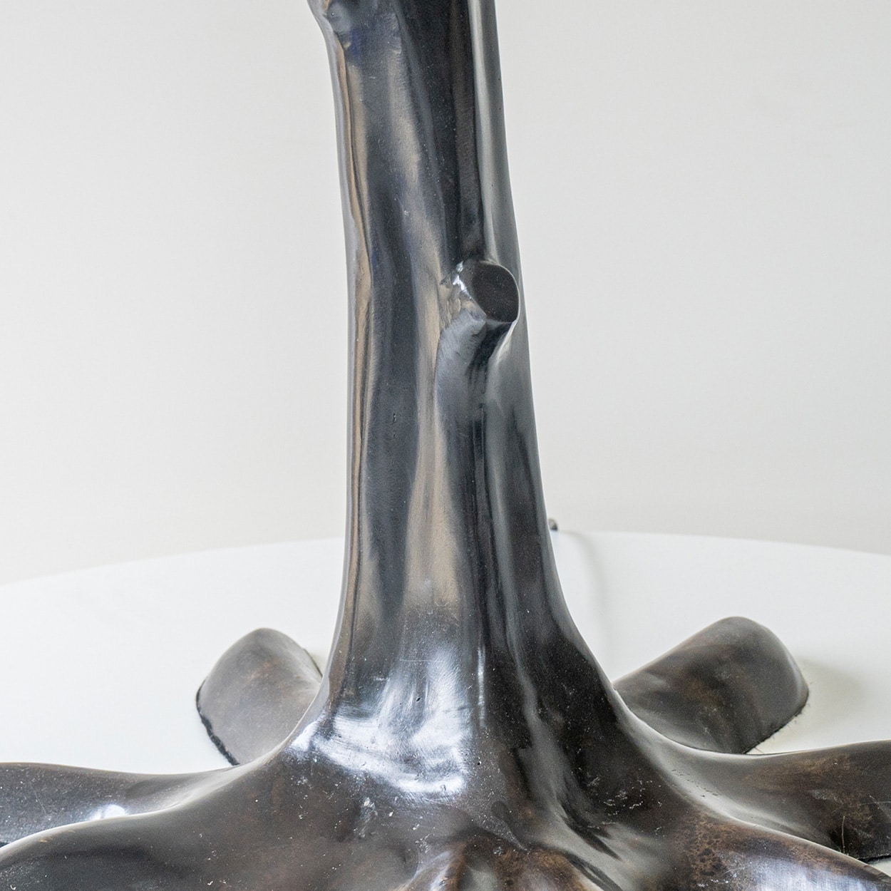 Large Gray Tree Zamac Floor Lamp, Custom Gray Lampshade by R. Houben