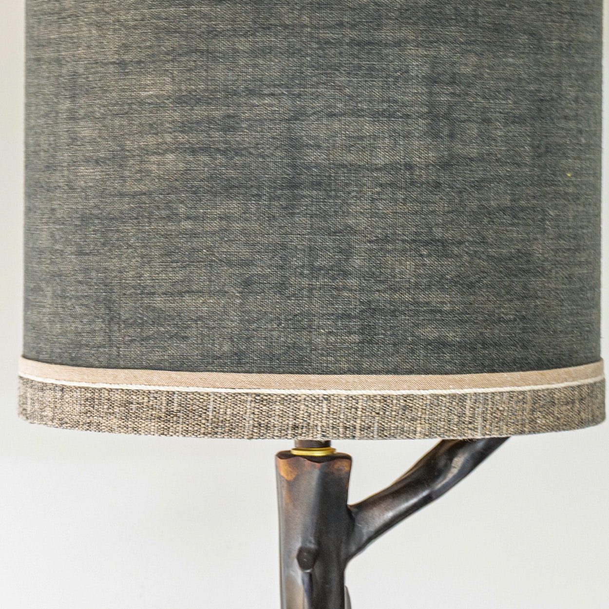 Large Gray Tree Zamac Floor Lamp, Custom Gray Lampshade by R. Houben