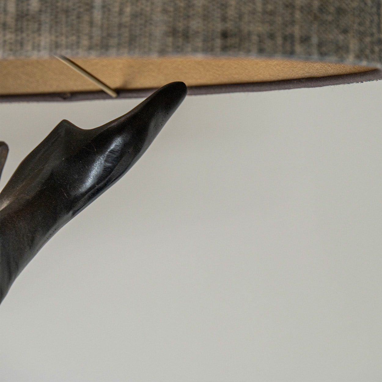 Large Gray Tree Zamac Floor Lamp, Custom Gray Lampshade by R. Houben