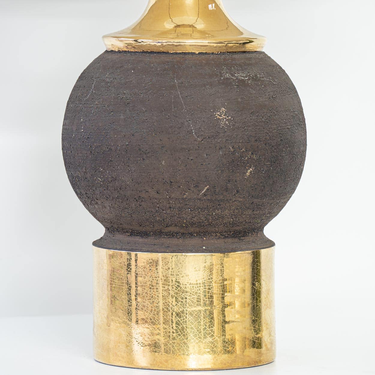 Gold Colored Lamp Bitossi, Custom Beige Lampshade by R. Houben