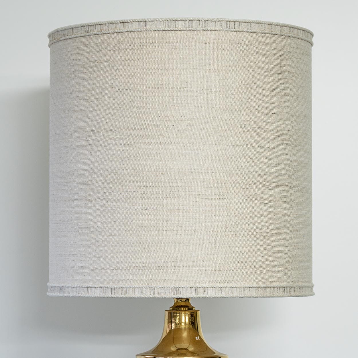 Gold Colored Lamp Bitossi, Custom Beige Lampshade by R. Houben