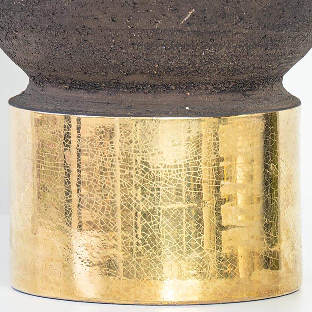 Gold Colored Lamp Bitossi, Custom Beige Lampshade by R. Houben