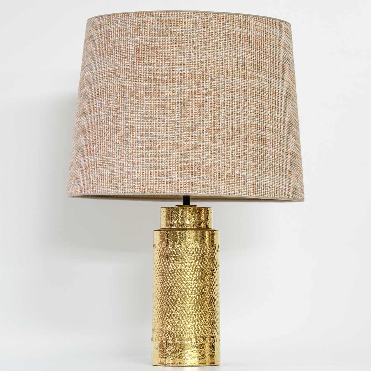 Gold Ceramic Bitossi Lamp, with Custom Made Shade by René Houben