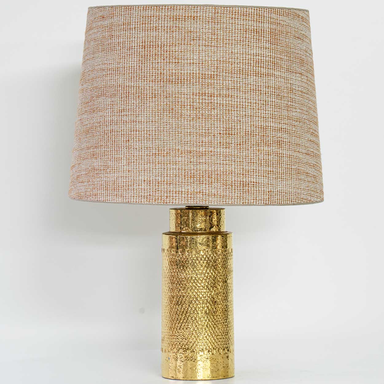 Gold Ceramic Bitossi Lamp, with Custom Made Shade by René Houben