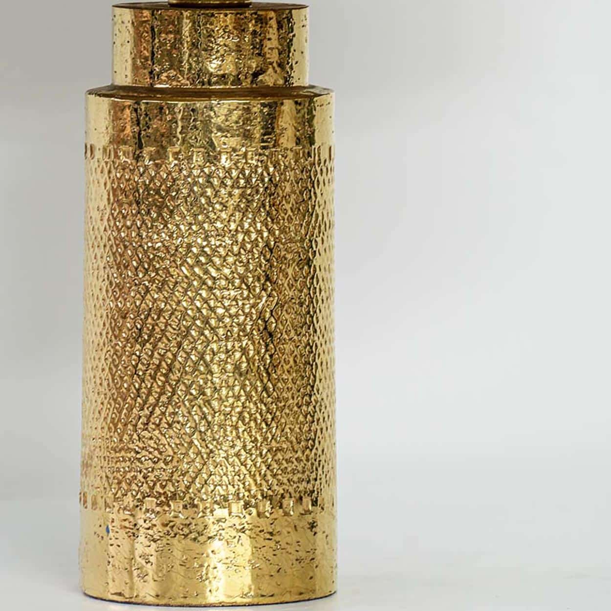Gold Ceramic Bitossi Lamp, with Custom Made Shade by René Houben