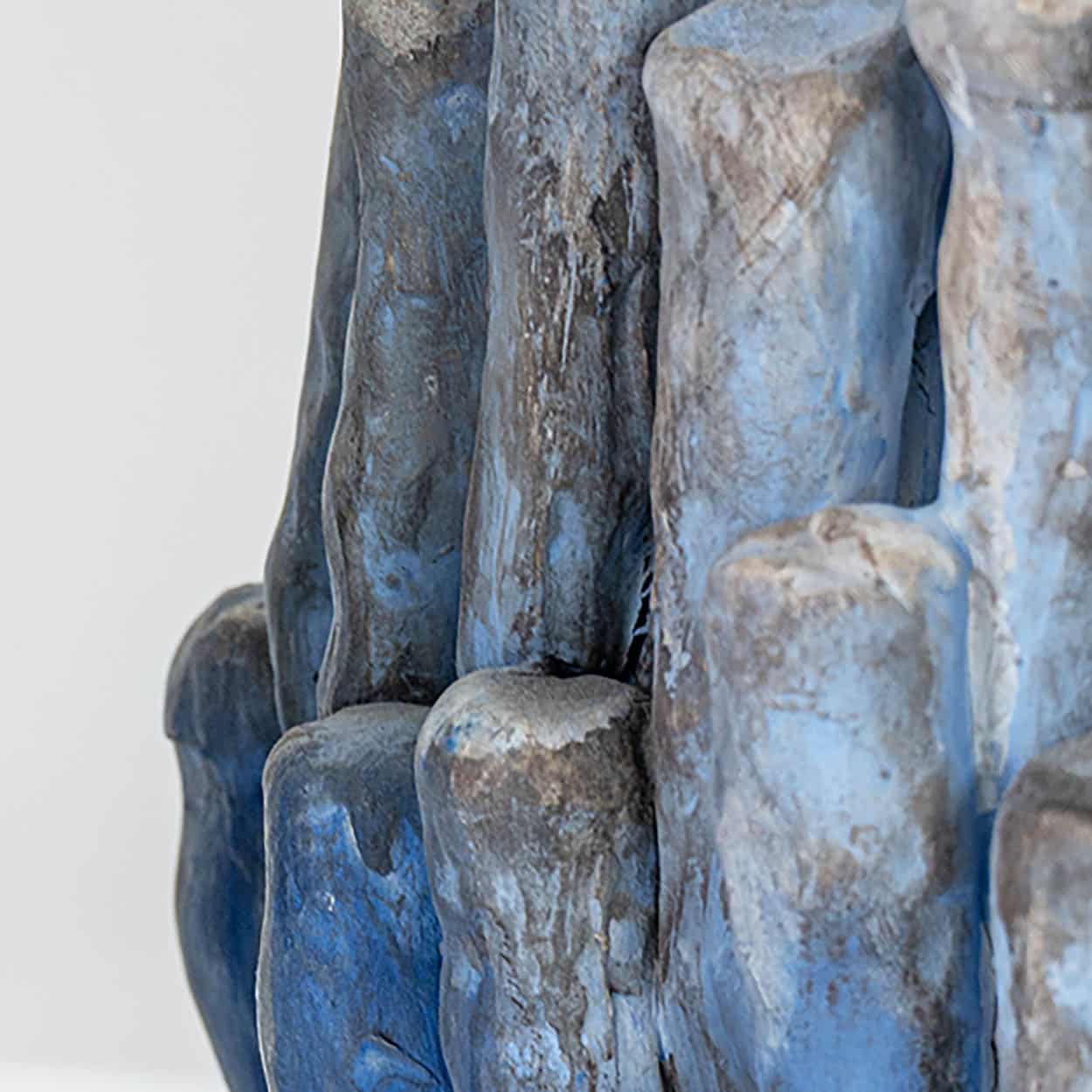 1 of the 2 Round Blue Coral Ceramic Lamp, Custom White Lampshade by R. Houben