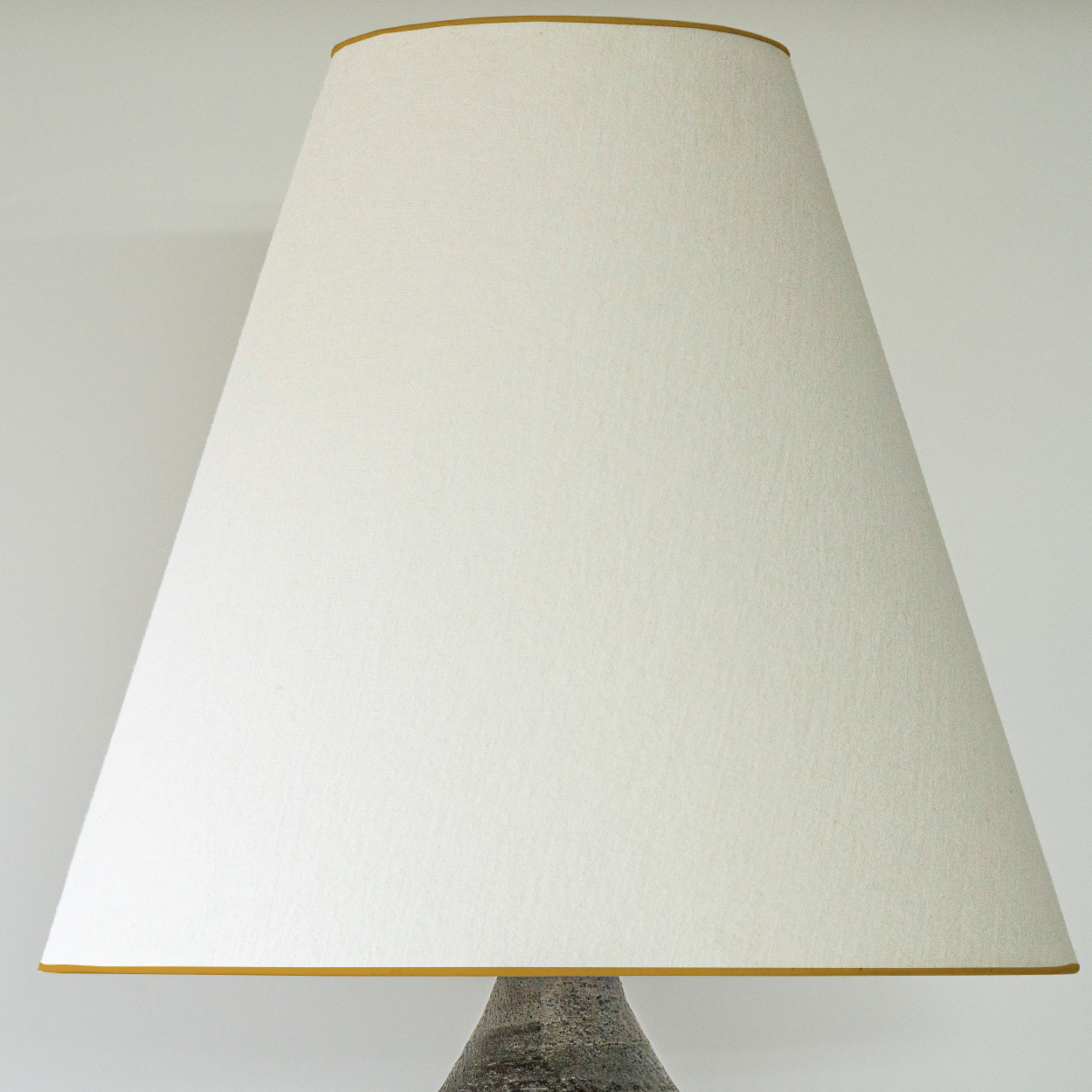 Georges Pelletier Baluster Dark Ceramic Lamp, Custom Silk Lampshade by R. Houben