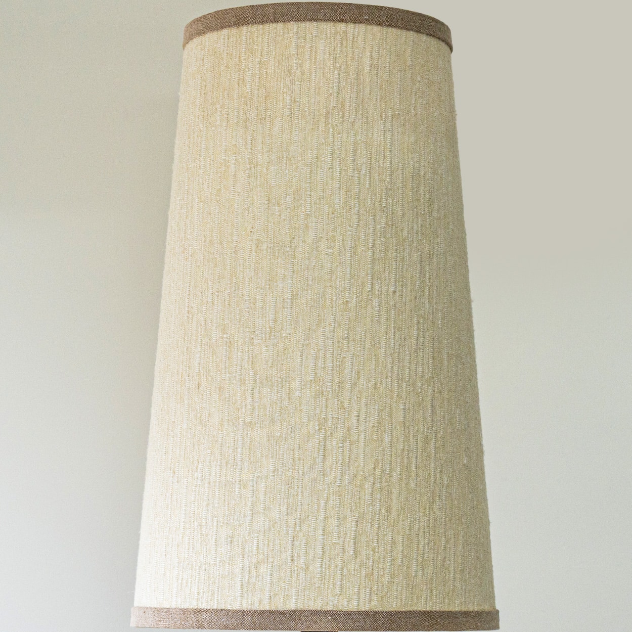 Georges Pelletier Cylindric Brown Ceramic Lamp, Custom Silk Shade by R. Houben