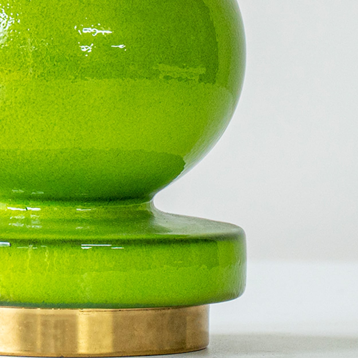 Green Ceramic Curved Lamp, Custom Made Shimmering Green Lampshade by R. Houben