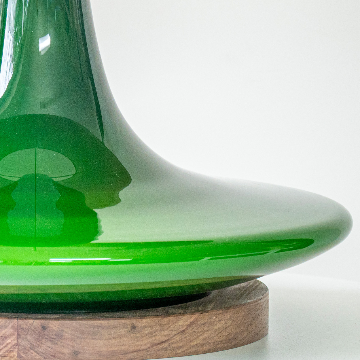 Peill Putzler Green Ceramic Disc Shaped Lamp, Custom Made Shade by R. Houben