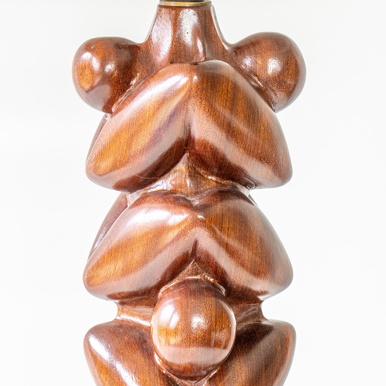 Danish Sculptural Wooden Floor Table Lamp, Custom Made Lampshade by R. Houben