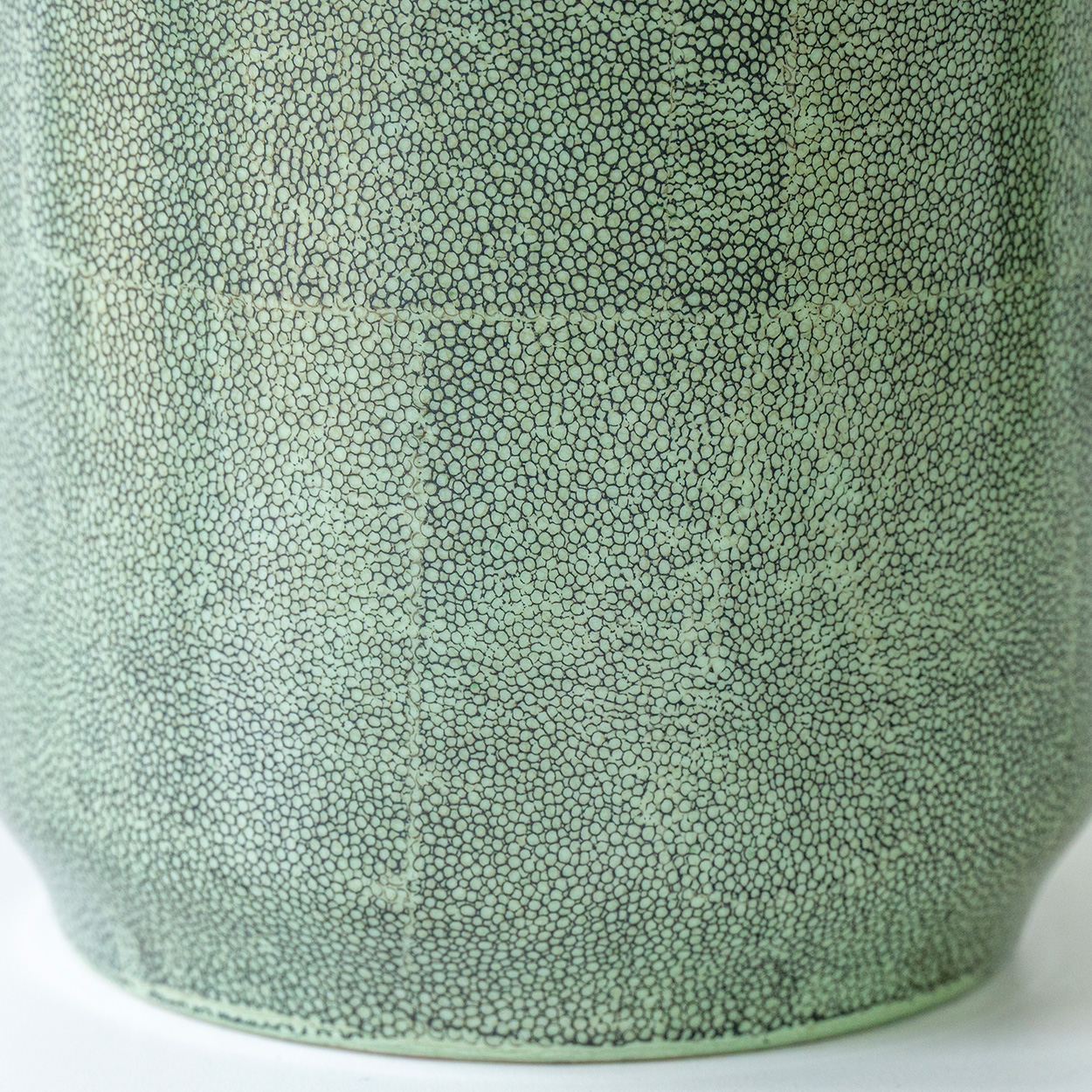Green Speckled Glazed Ceramic Lamp, Custom Made Brown Lampshade by R. Houben