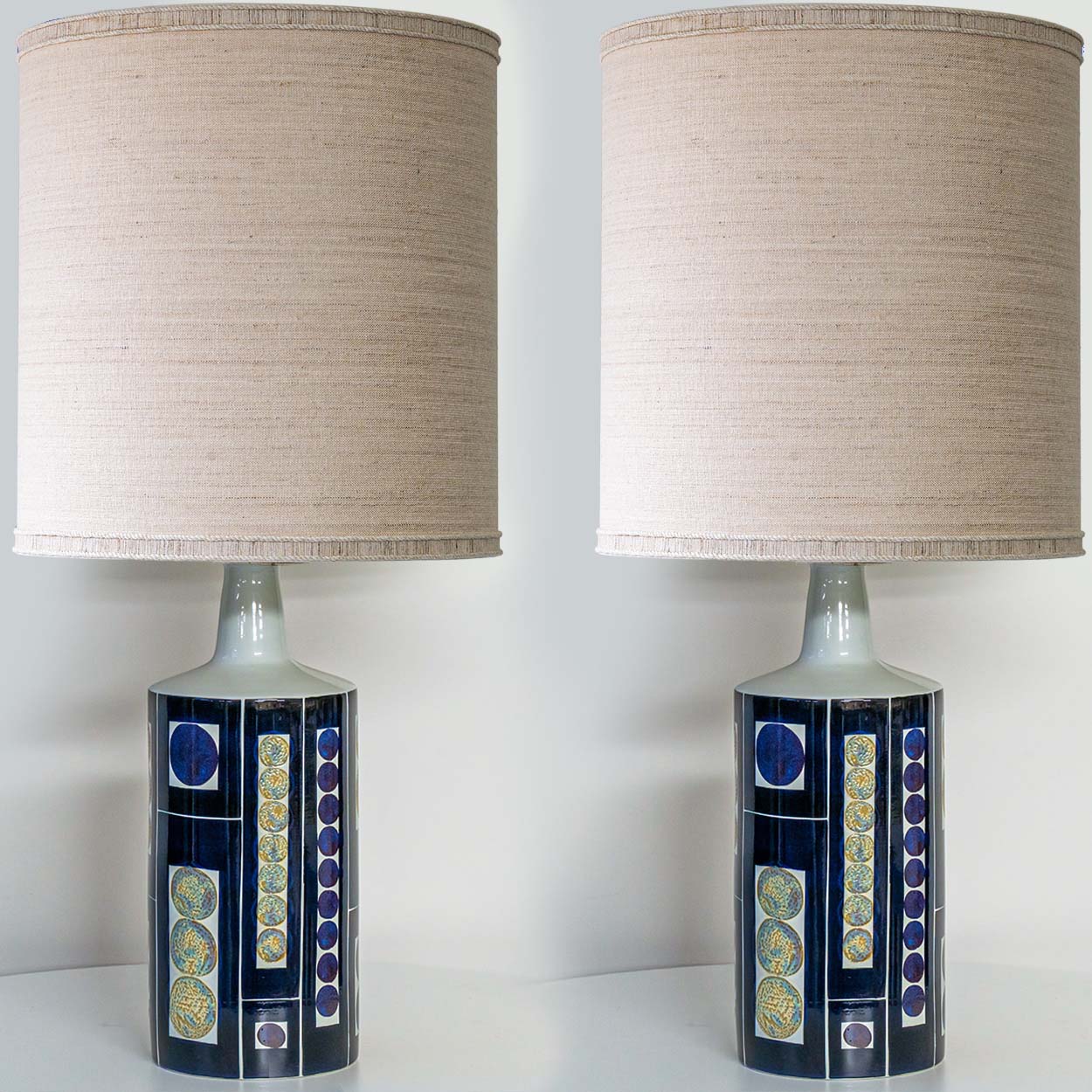1 of the 2 Large Inge Lise Koefoed Lamps, Custom Made Neutral Lampshade R. Hoube