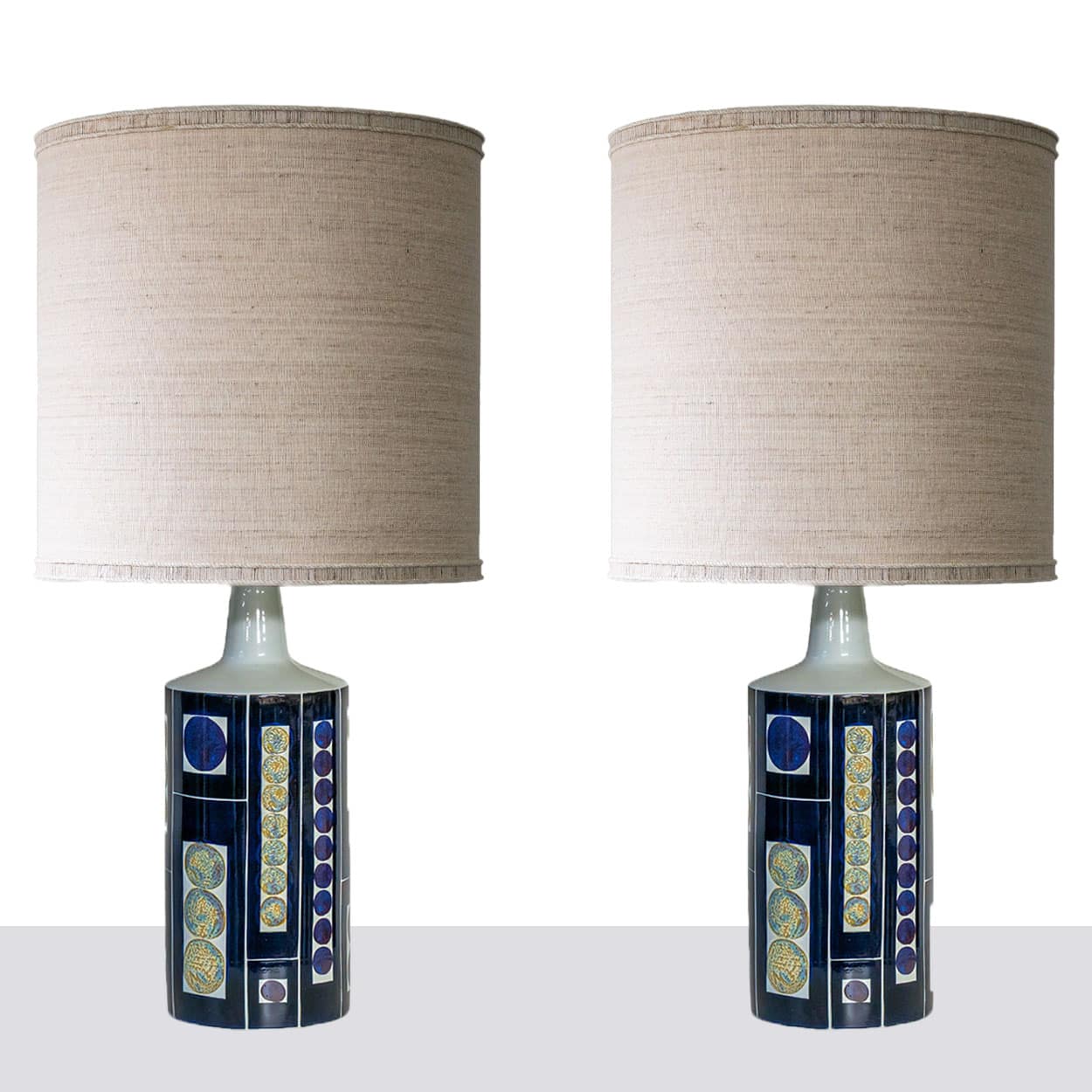 1 of the 2 Large Inge Lise Koefoed Lamps, Custom Made Neutral Lampshade R. Hoube