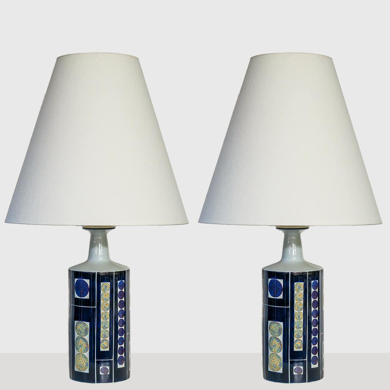 1 of the 2 Inge Lise Koefoed Lamps, Custom Made White Lampshade by R. Houben