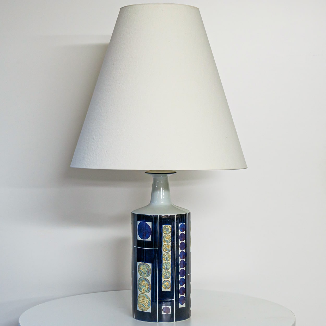 1 of the 2 Inge Lise Koefoed Lamps, Custom Made White Lampshade by R. Houben