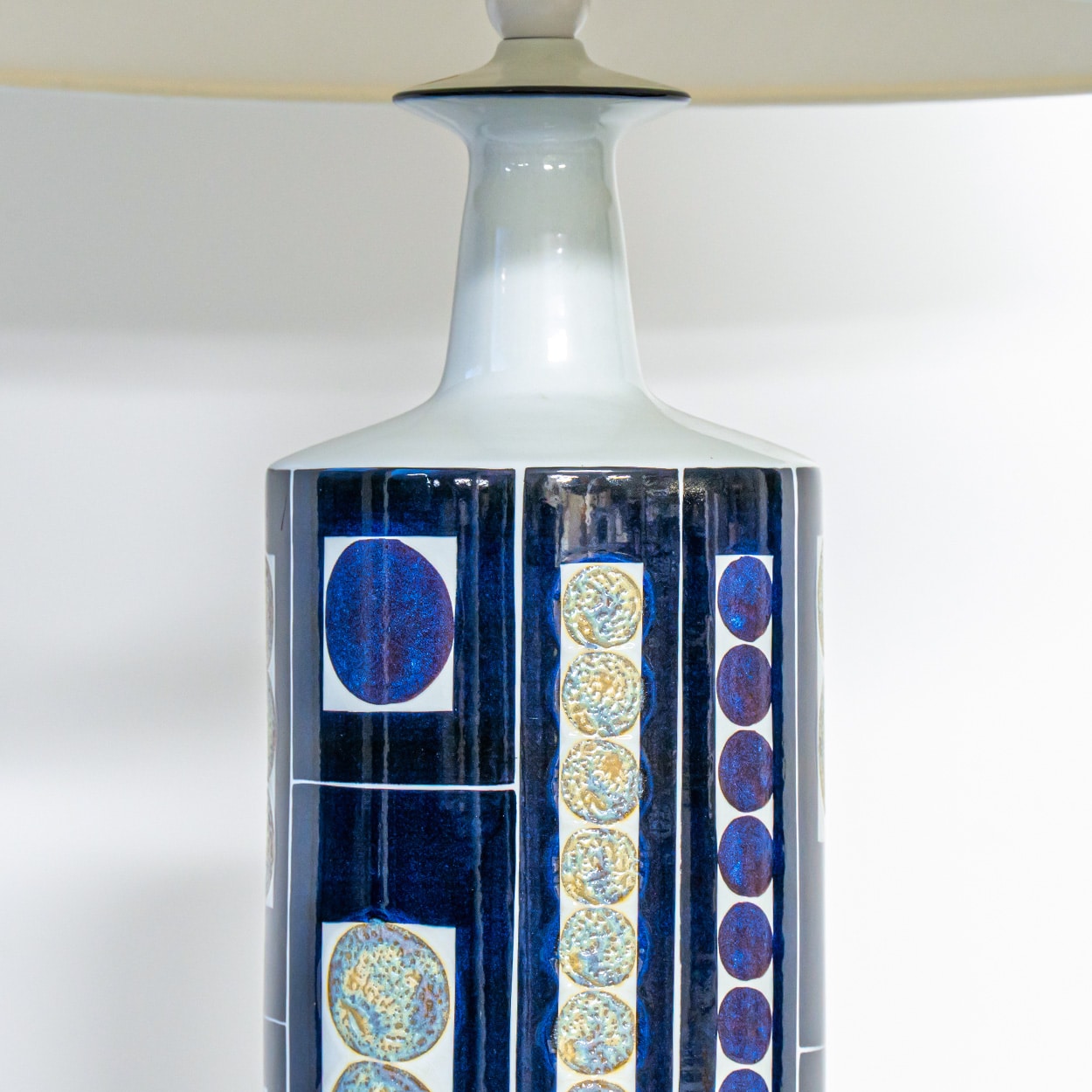 1 of the 2 Inge Lise Koefoed Lamps, Custom Made White Lampshade by R. Houben