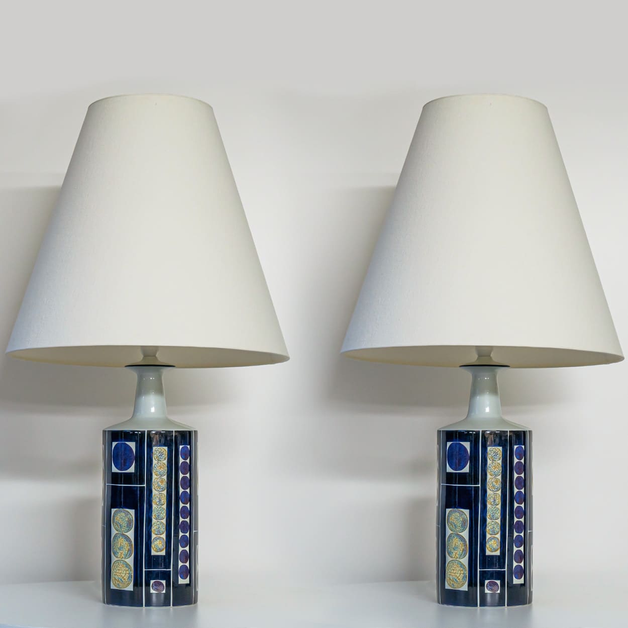 1 of the 2 Inge Lise Koefoed Lamps, Custom Made White Lampshade by R. Houben