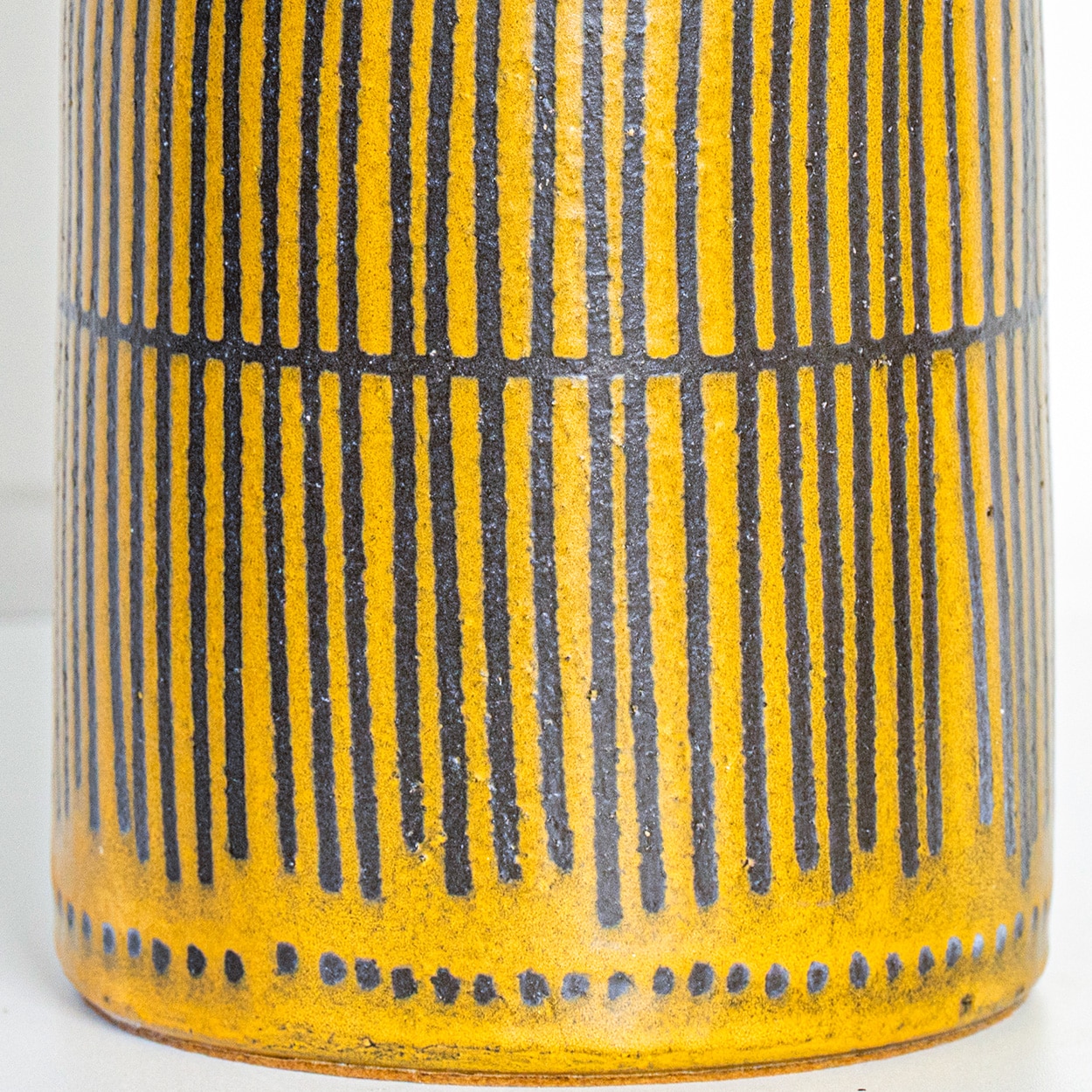 Göran Andersson Yellow Brown Ceramic Lamp, Custom Lampshade by R. Houben