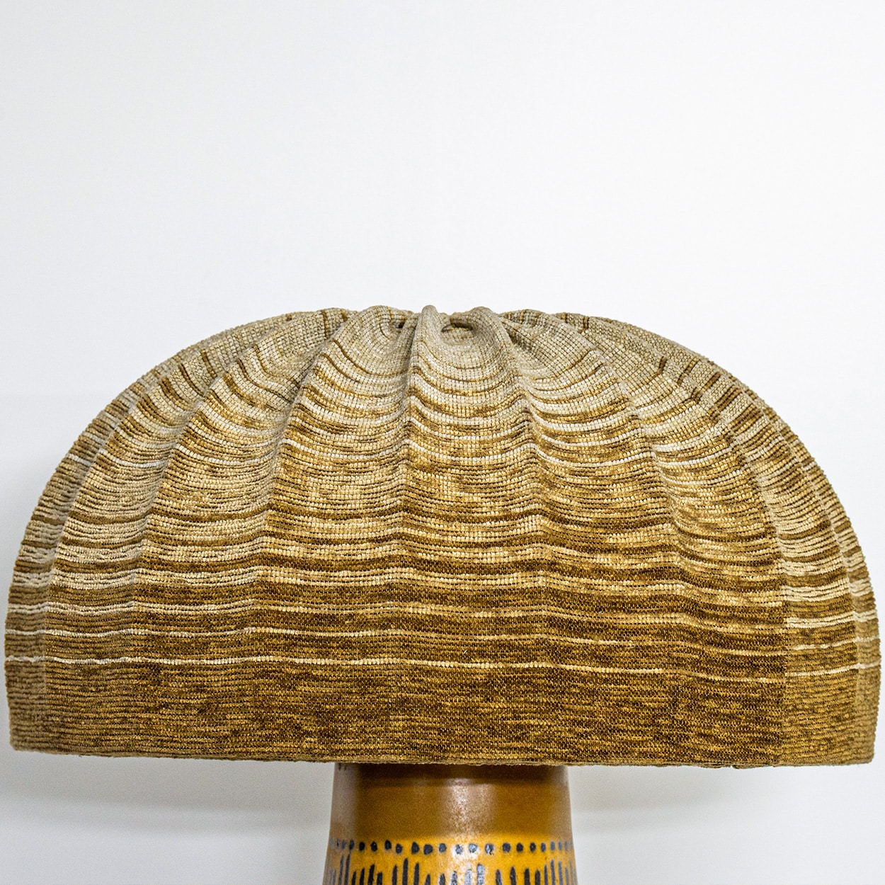 Göran Andersson Yellow Brown Ceramic Lamp, Custom Lampshade by R. Houben