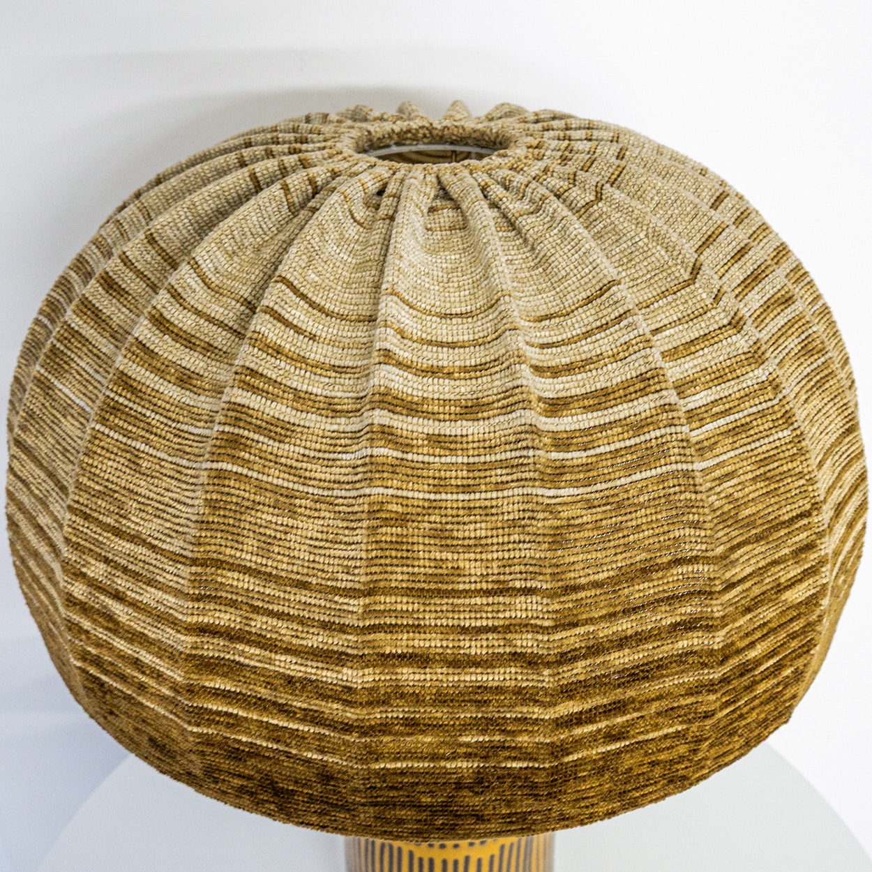 Göran Andersson Yellow Brown Ceramic Lamp, Custom Lampshade by R. Houben