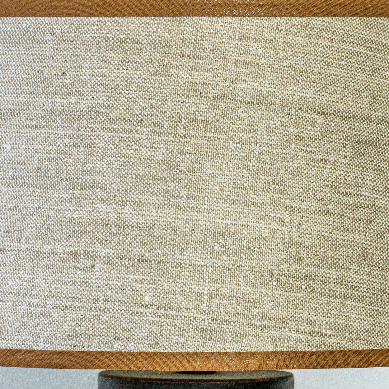 1 of the 2 Bitossi Ceramic Lamps, Rattan and Silk Lampshade by R. Houben