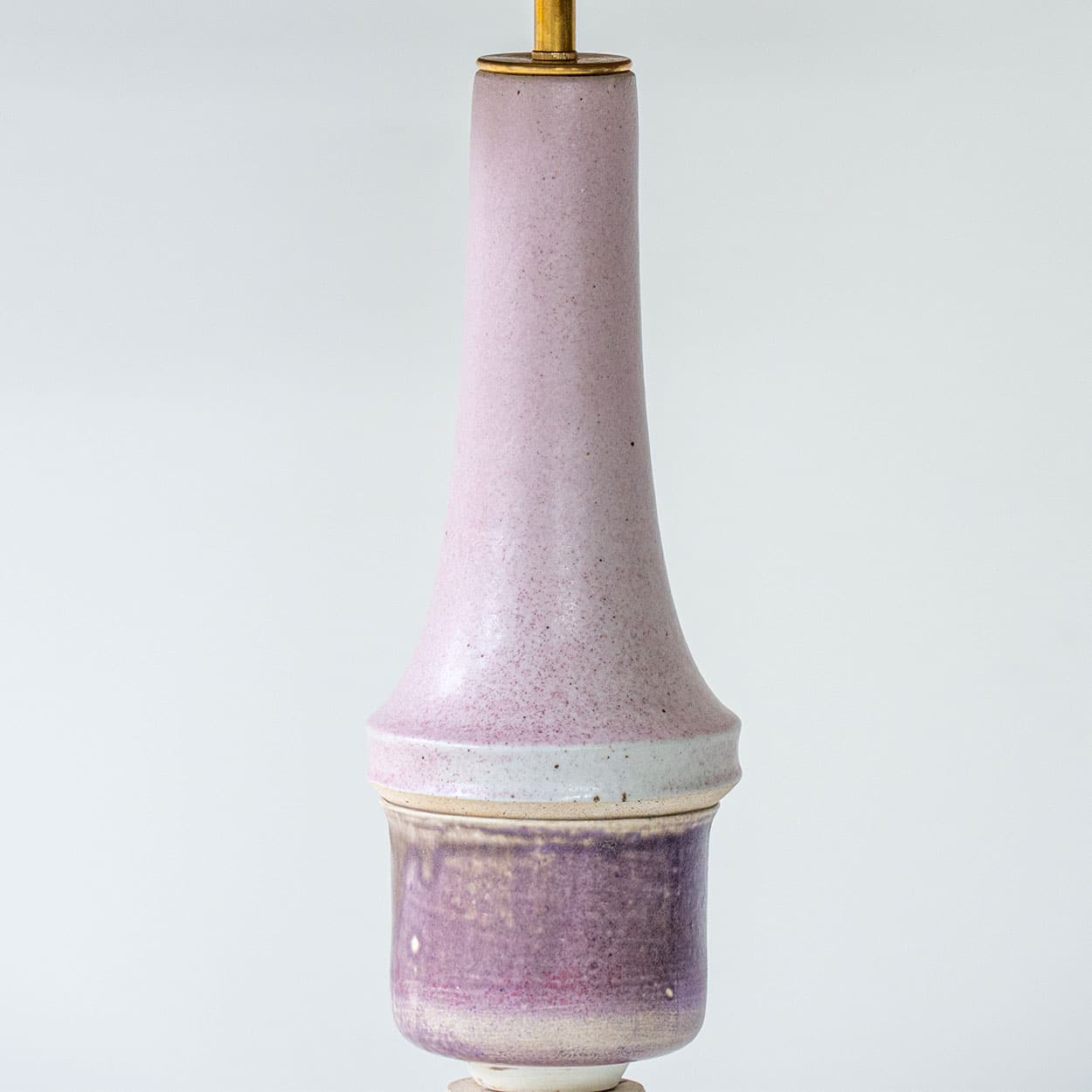 Large Lilac Ceramic Lamp, Custom Deep Teal Lampshade by R. Houben