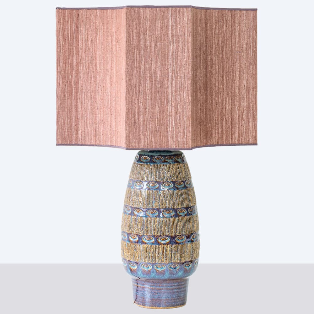 Ceramic Textured Lamp by Soholm, Custom Dusty Pink Lampshade by R. Houben