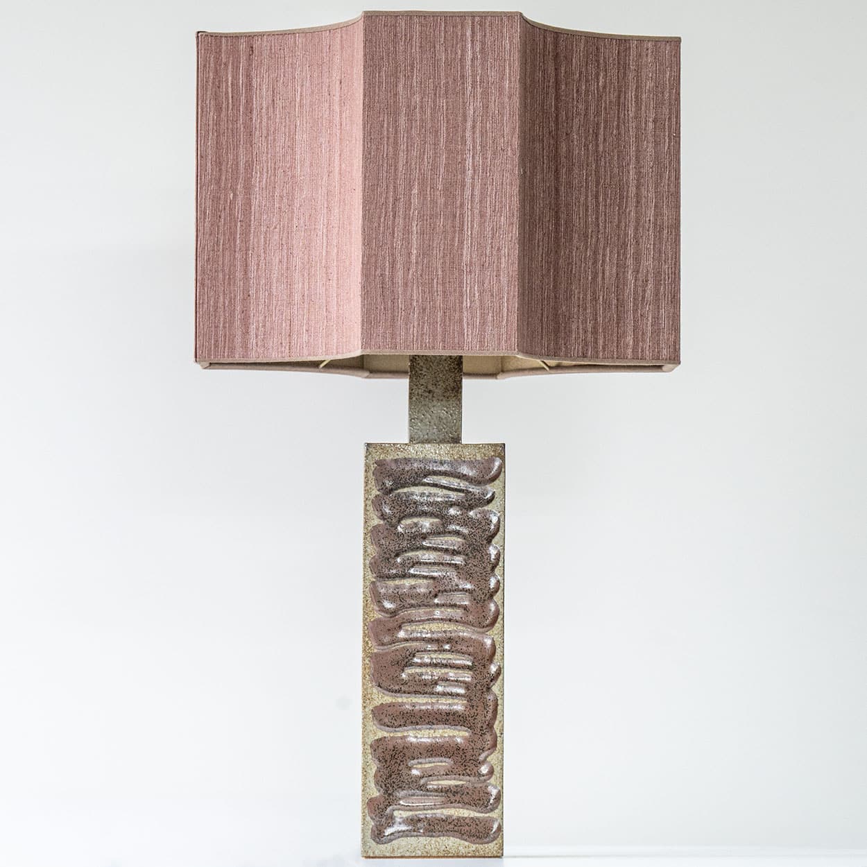 Large Ceramic Lamp Swirl, Custom Dusty Pink Lampshade by R. Houben