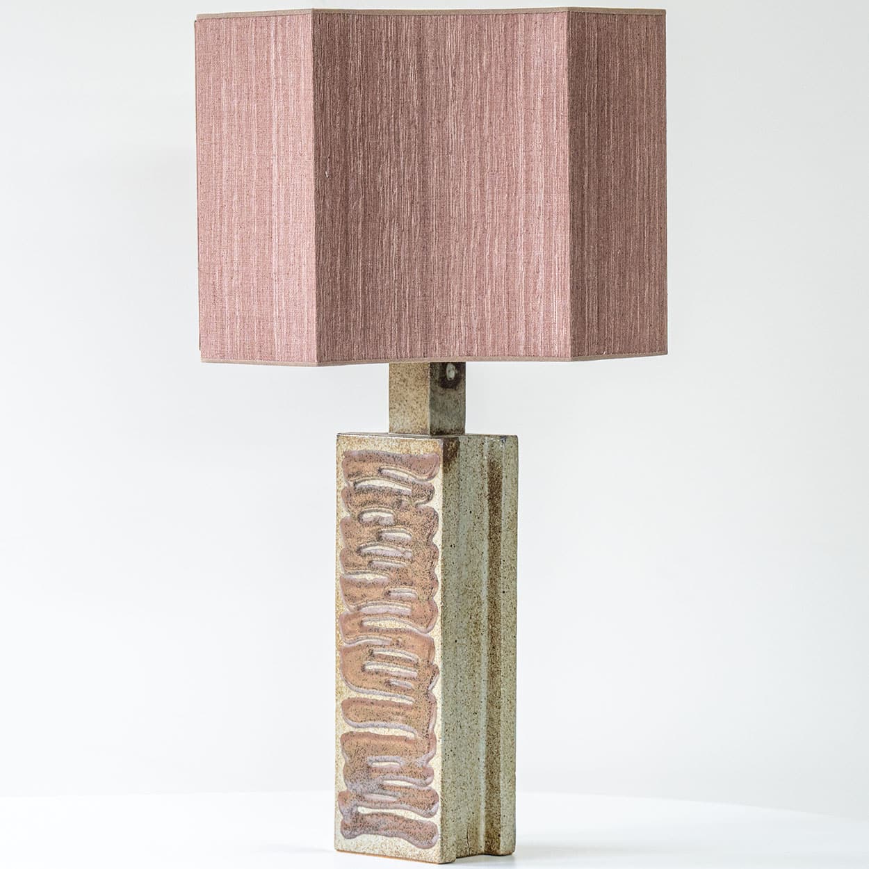 Large Ceramic Lamp Swirl, Custom Dusty Pink Lampshade by R. Houben