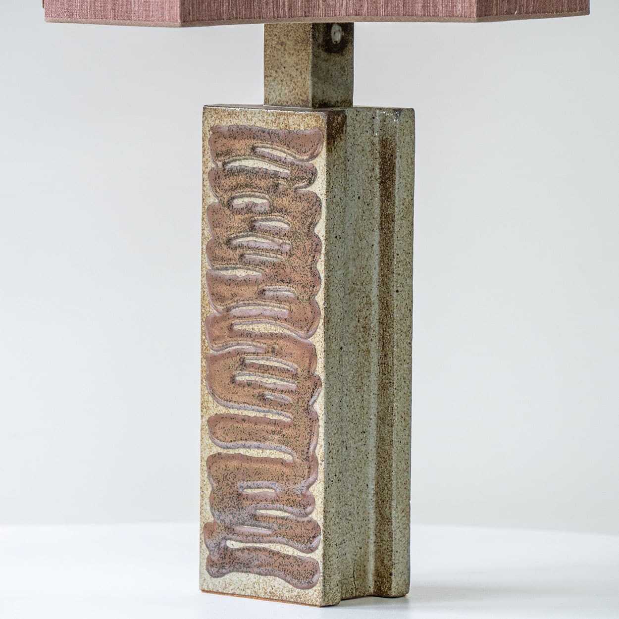 Large Ceramic Lamp Swirl, Custom Dusty Pink Lampshade by R. Houben