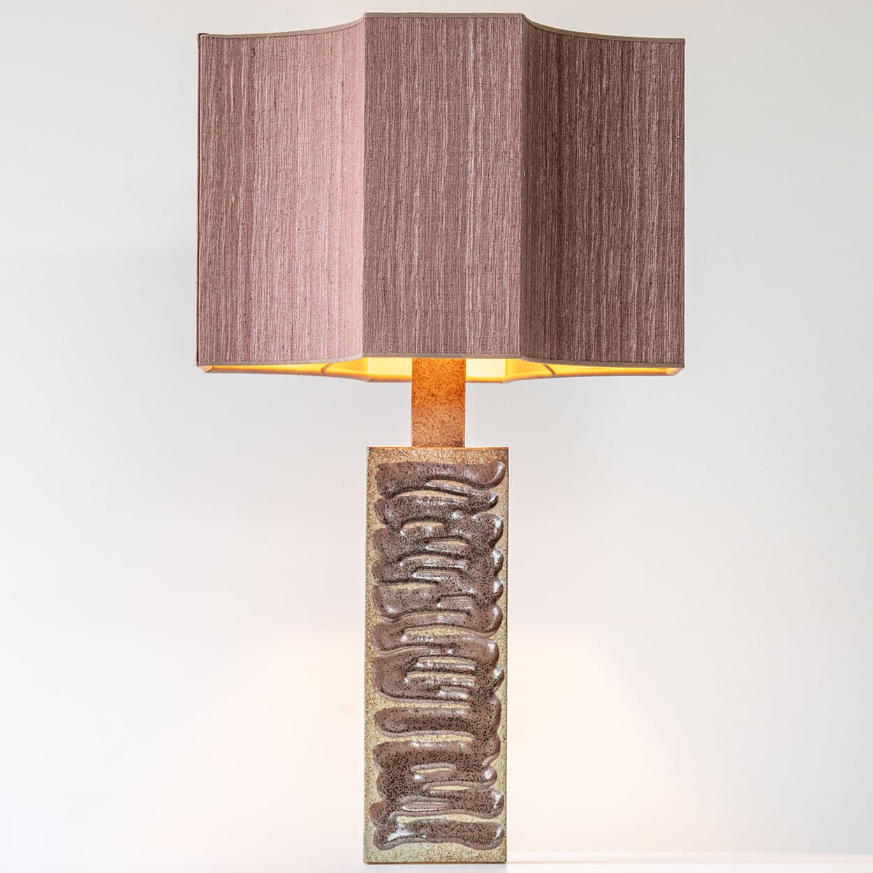 Large Ceramic Lamp Swirl, Custom Dusty Pink Lampshade by R. Houben