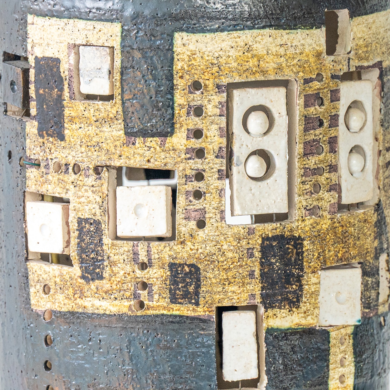 Georges Pelletier Baluster Dark Ceramic Lamp, Custom Silk Lampshade by R. Houben