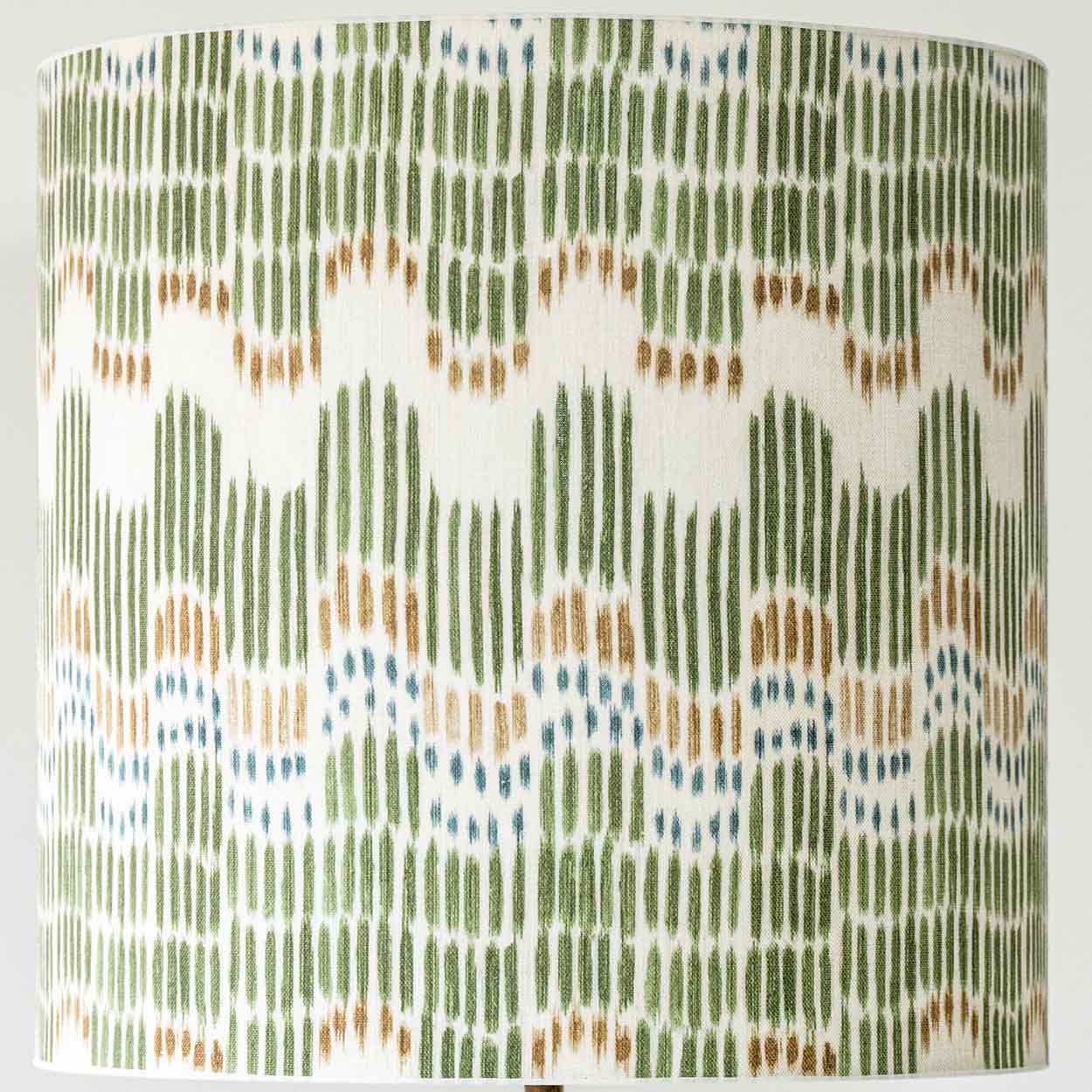 Green Ceramic Curved Lamp, Custom Made Green Orange White Lampshade by R. Houben