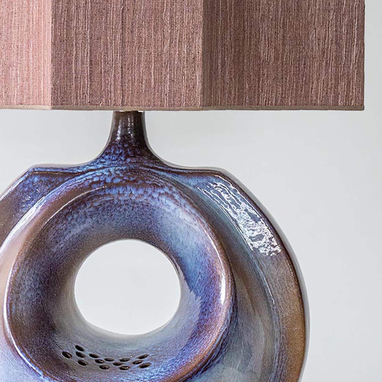 Large Celestial Ceramic Lamp Hole, Custom Pink Lampshade by R. Houben