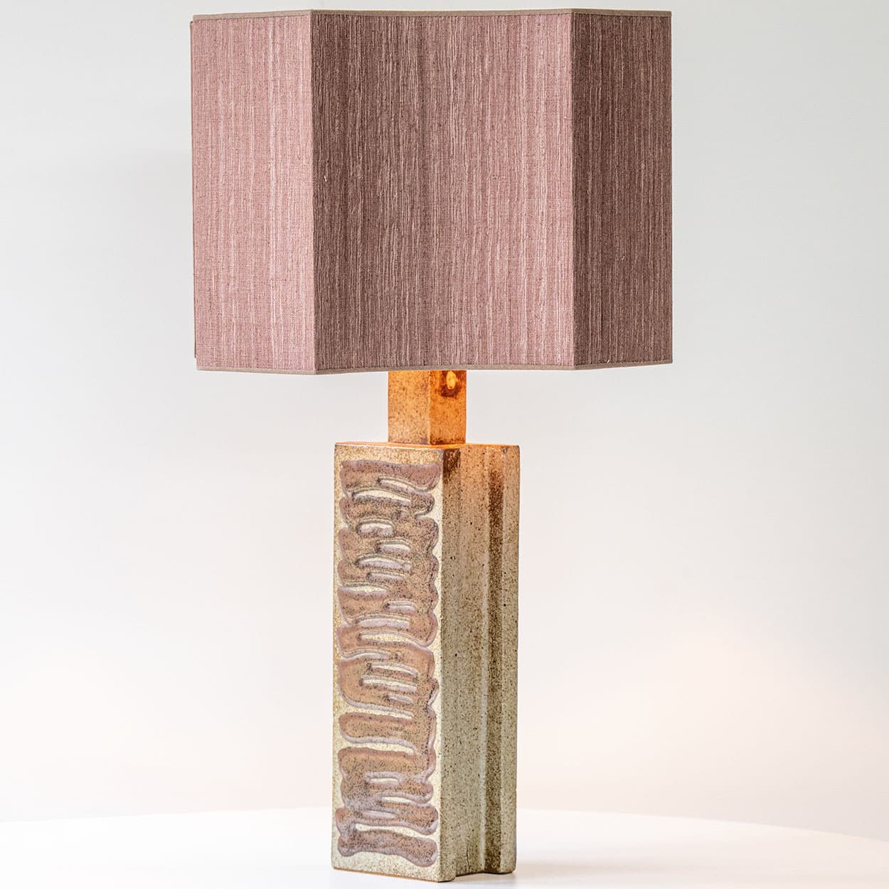 Large Ceramic Lamp Swirl, Custom Dusty Pink Lampshade by R. Houben