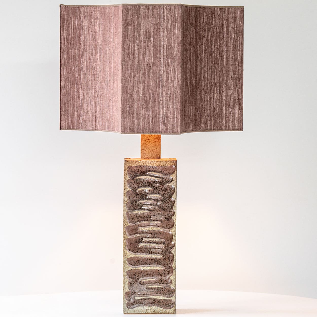Large Ceramic Lamp Swirl, Custom Dusty Pink Lampshade by R. Houben