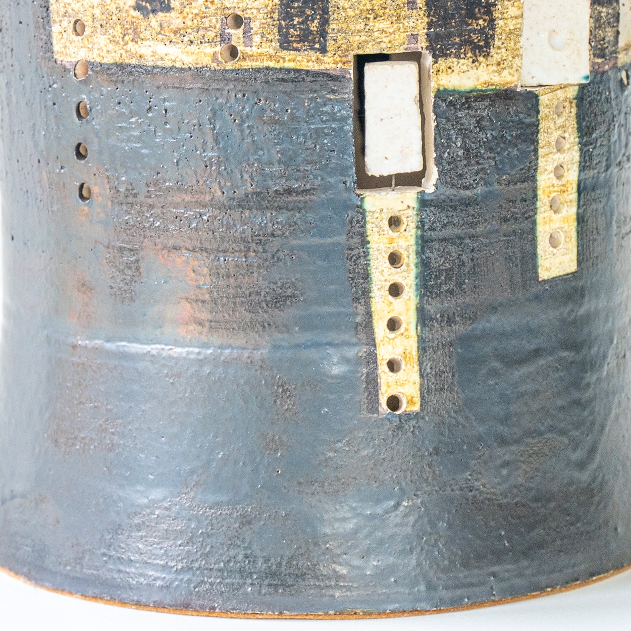 Georges Pelletier Baluster Dark Ceramic Lamp, Custom Silk Lampshade by R. Houben