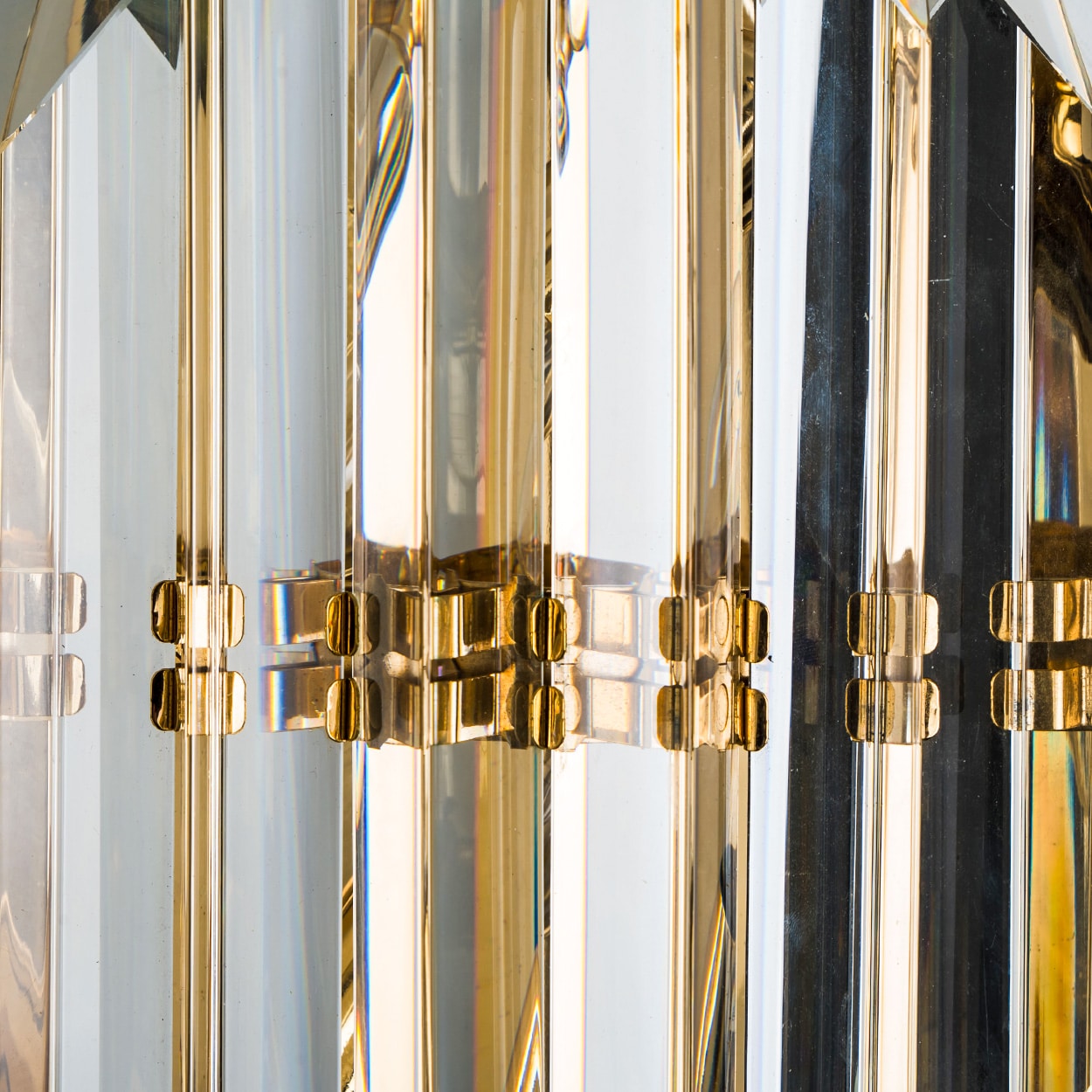 Pair of Clear Glass Brass Wall Sconces by Venini, Italy