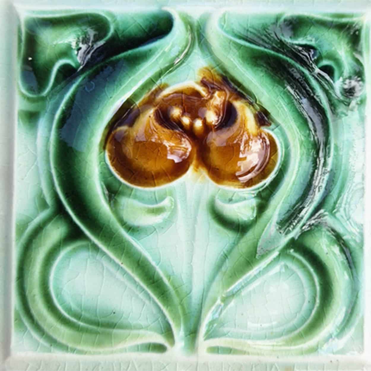 1 of the 60 Cream White Corners Art Deco Middle Glazed Tiles by Societe Morialme