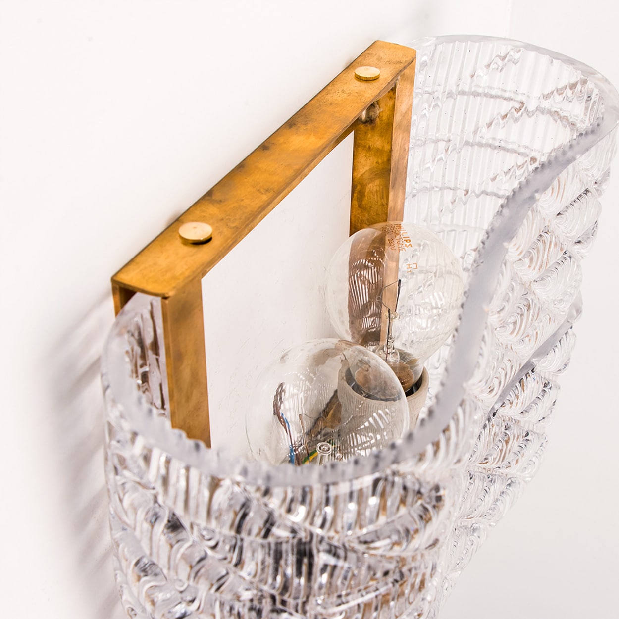 Several Square Wall Lights Ribbed Glass, Italy