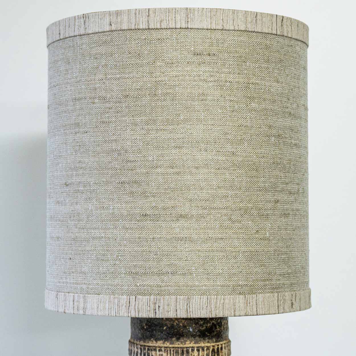 Beige Textured Ceramic Floor Table Lamp, Custom Matching Lampshade by R. Houben