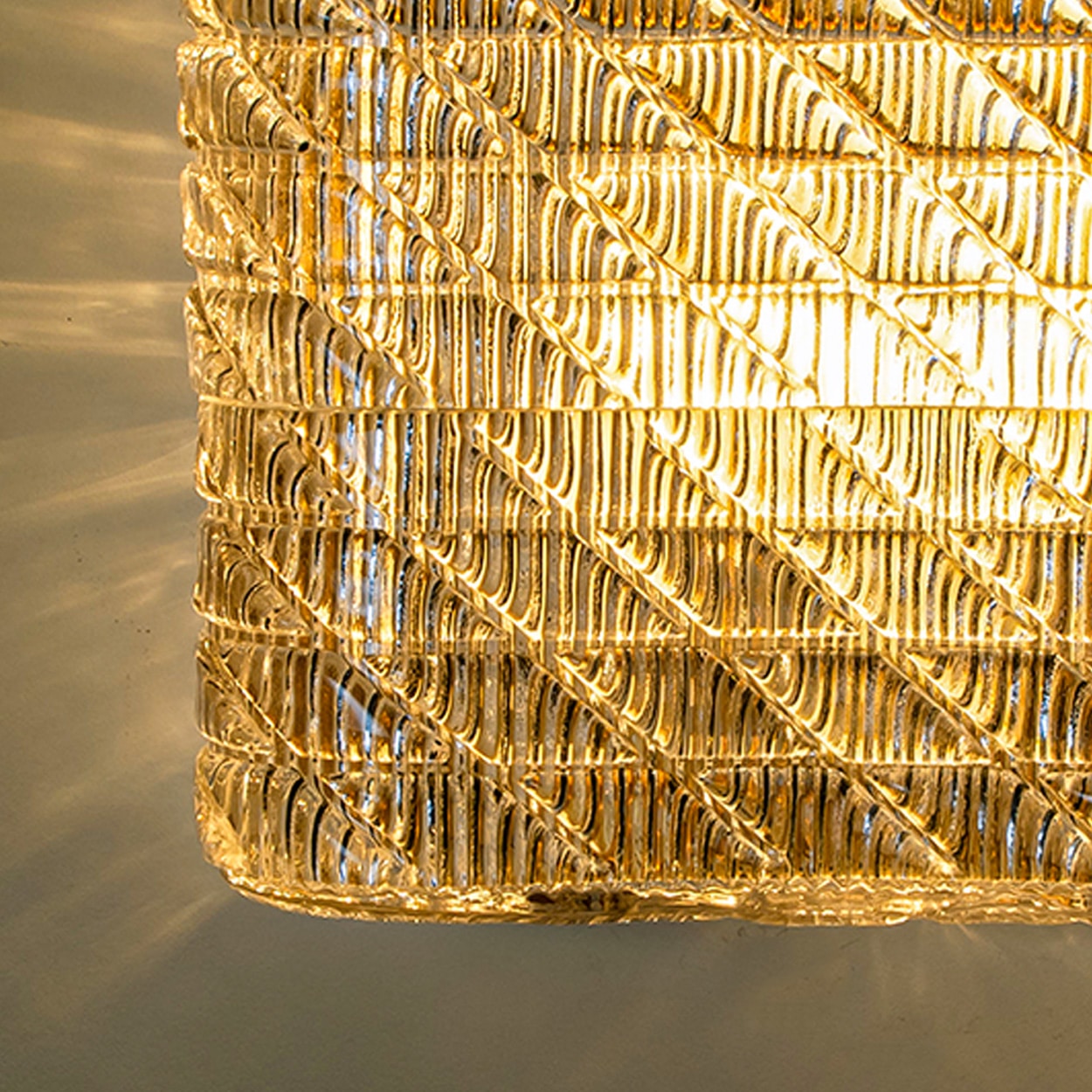 Several Square Organic Ribbed Glass Wall Lights, Italy