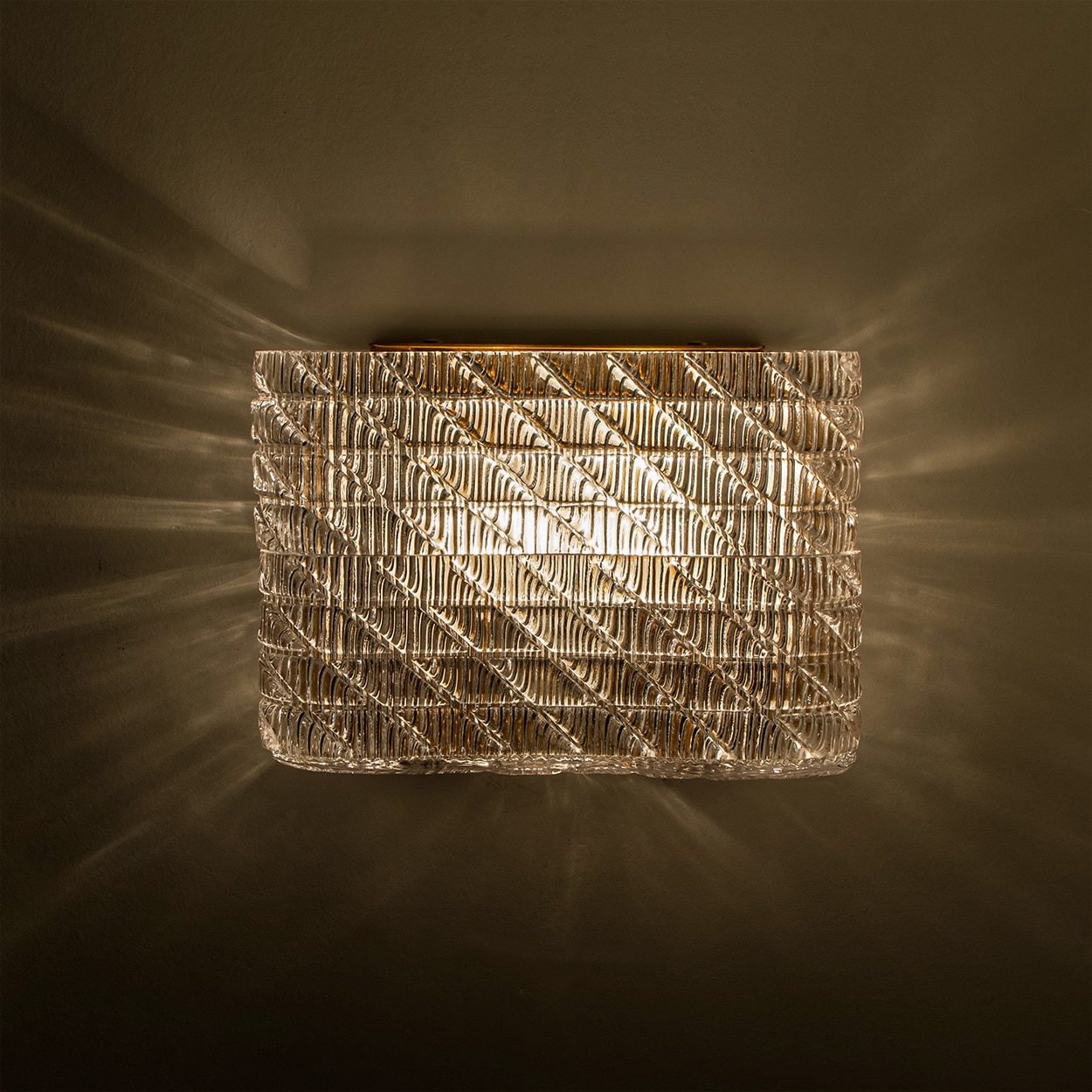 Several Square Organic Ribbed Glass Wall Lights, Italy