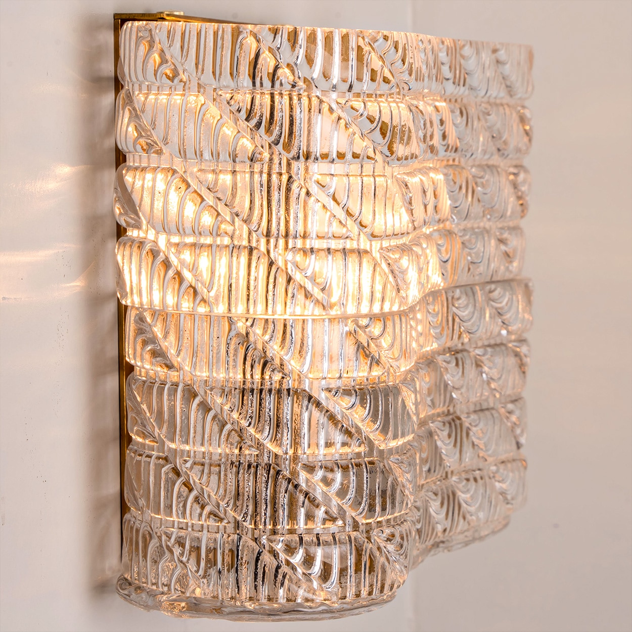 Several Square Organic Ribbed Glass Wall Lights, Italy