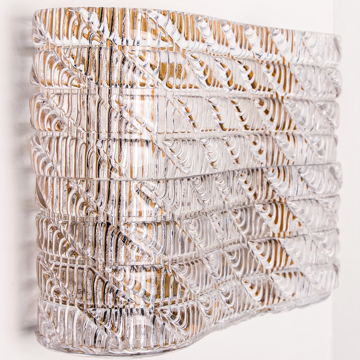 Several Square Organic Ribbed Glass Wall Lights, Italy