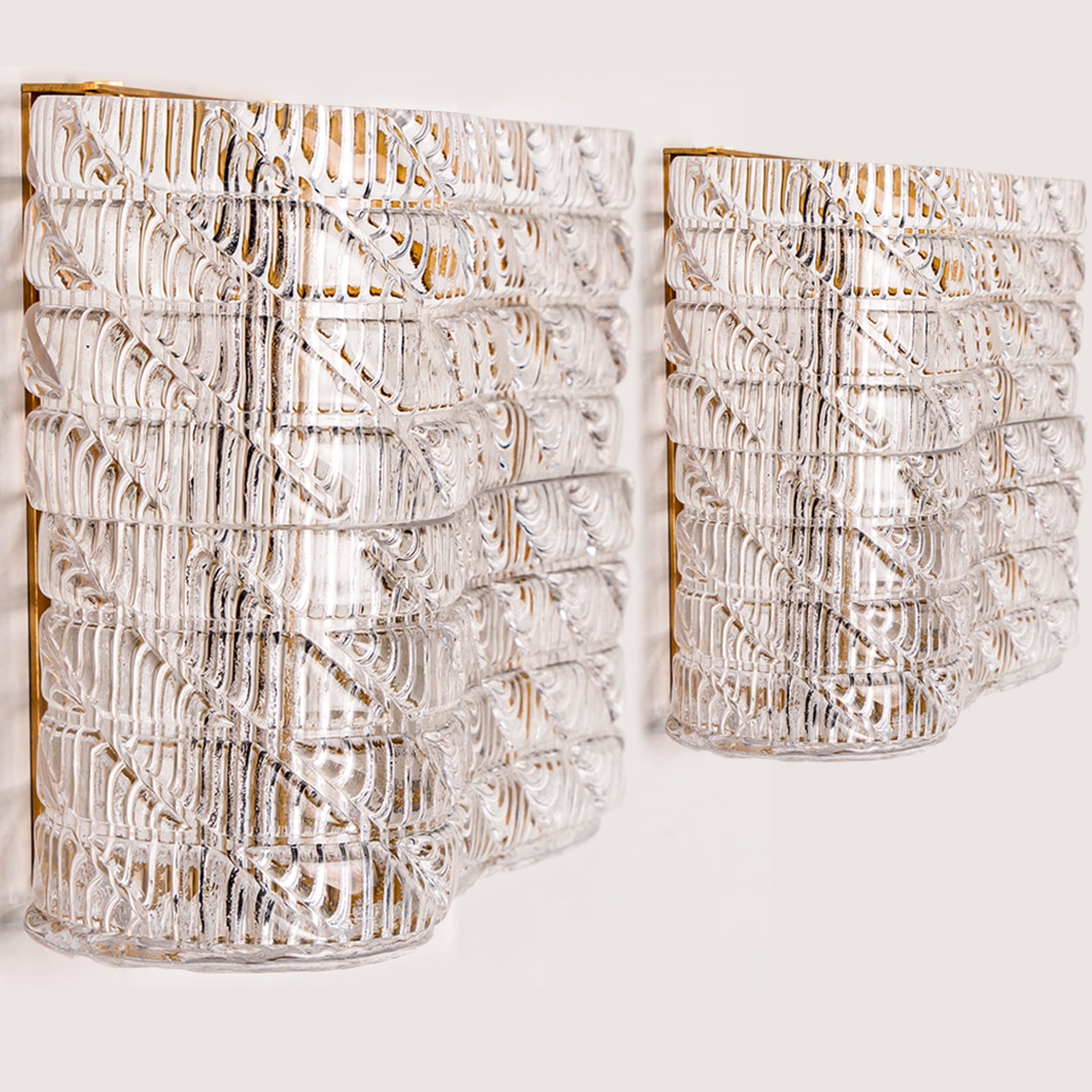 Several Square Organic Ribbed Glass Wall Lights, Italy